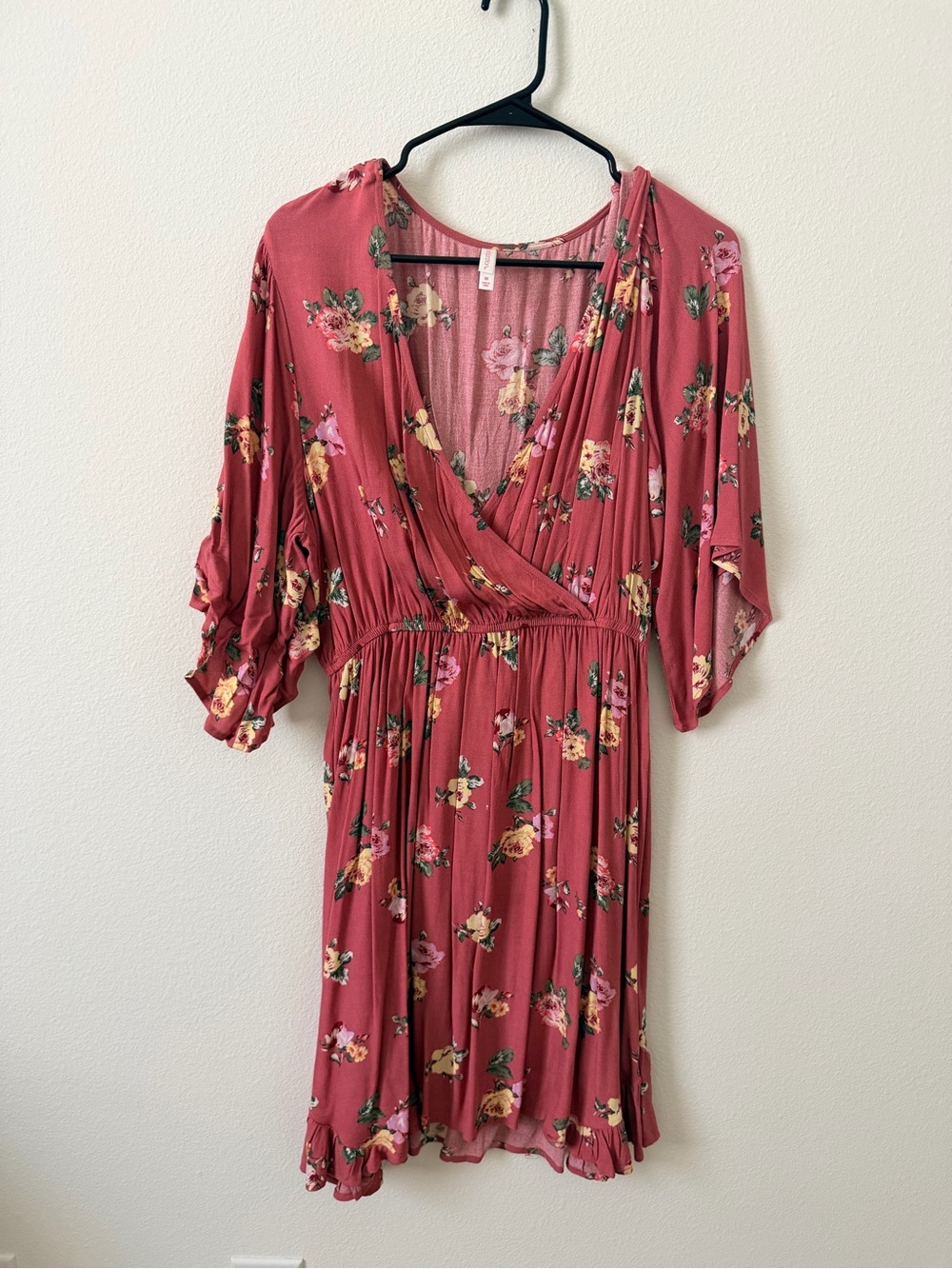 Xhilaration Dusty Rose Floral Surplice Dress
